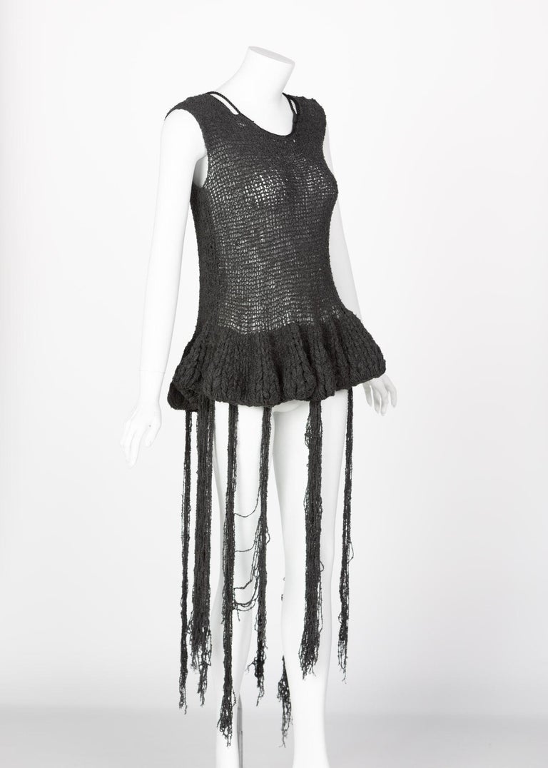 The Row Silk Knit Peplum Fringe Sweater For Sale at 1stDibs