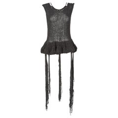 Vintage The Row Silk Knit Peplum Fringe Sweater