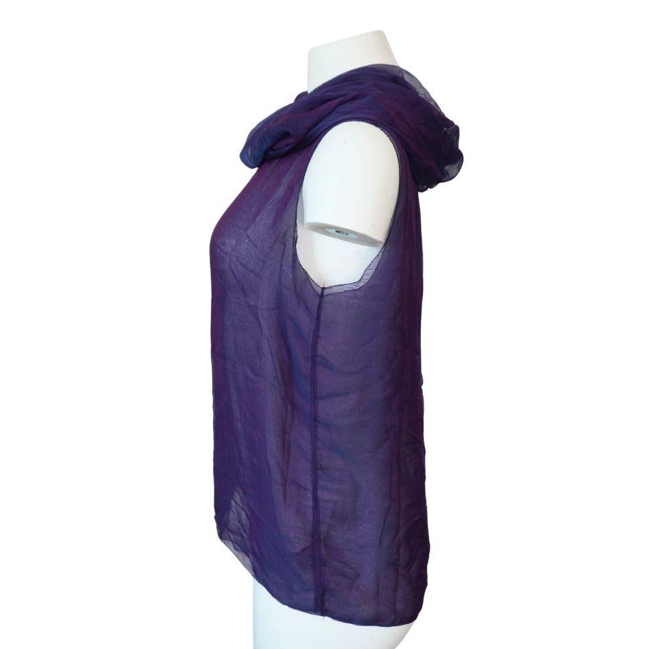 The Row Silk Sheer Purple Cowl Neck Top For Sale 1