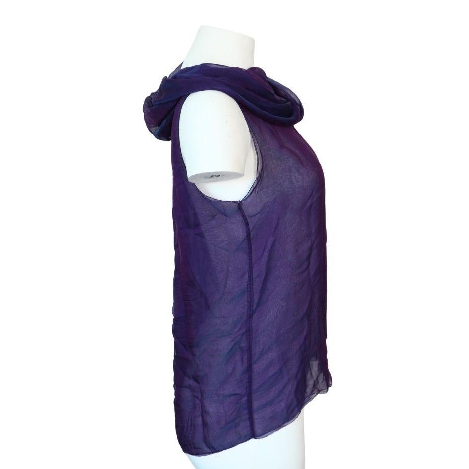 The Row Silk Sheer Purple Cowl Neck Top For Sale 3