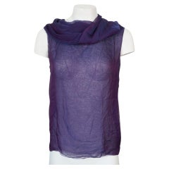 The Row Silk Sheer Purple Cowl Neck Top
