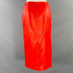 THE ROW Size 0 Bartellette Red Lambskin Pencil Midi Skirt