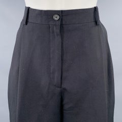 THE ROW Size 0 Black Virgin Wool Pleated Tapered Zip Fly Dress Pants