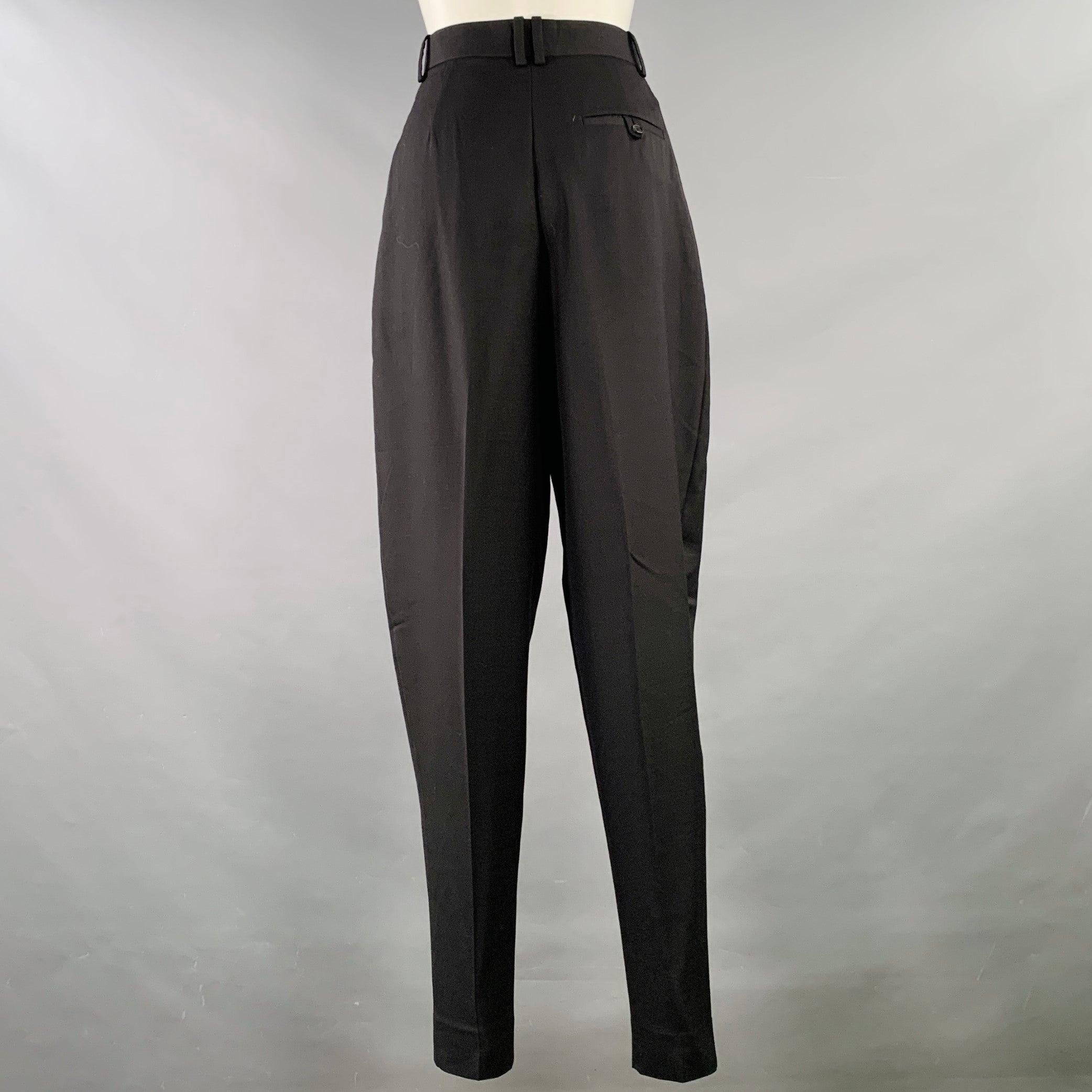 THE ROW Talla 0 Pantalones de vestir negros de lana virgen con pliegues y cremallera en la cintura Negro en venta