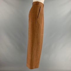 THE ROW Size 0 Brown Silk Cashmere Pleated Dress Pants