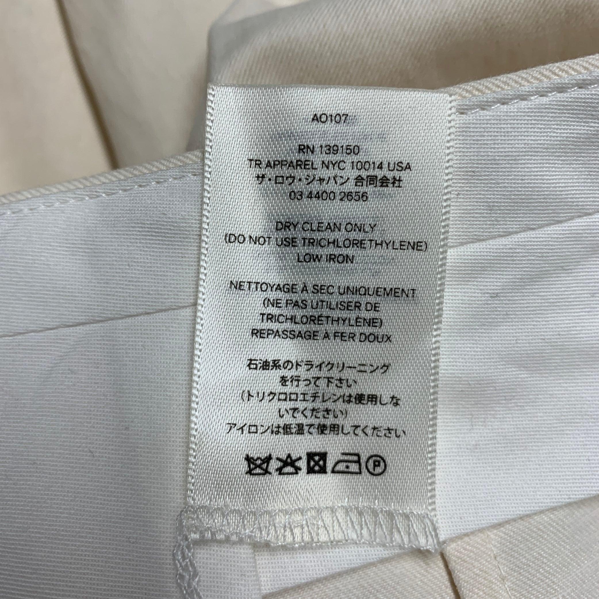 Women's THE ROW Size 0 Cream Cotton Linen Pleated Dress Pants For Sale