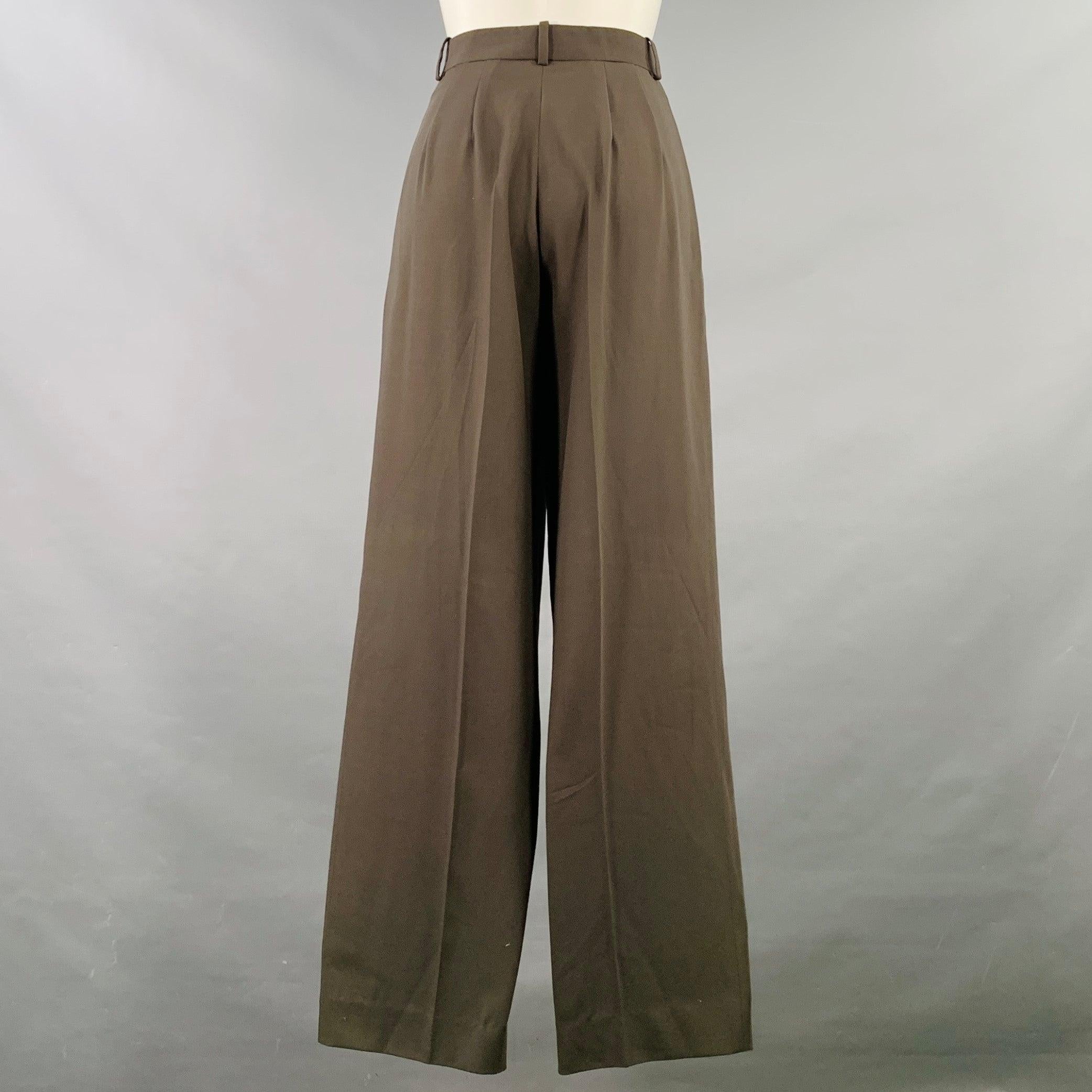 THE ROW Pantalones de vestir de pata ancha plisados verdes talla 0 Negro en venta