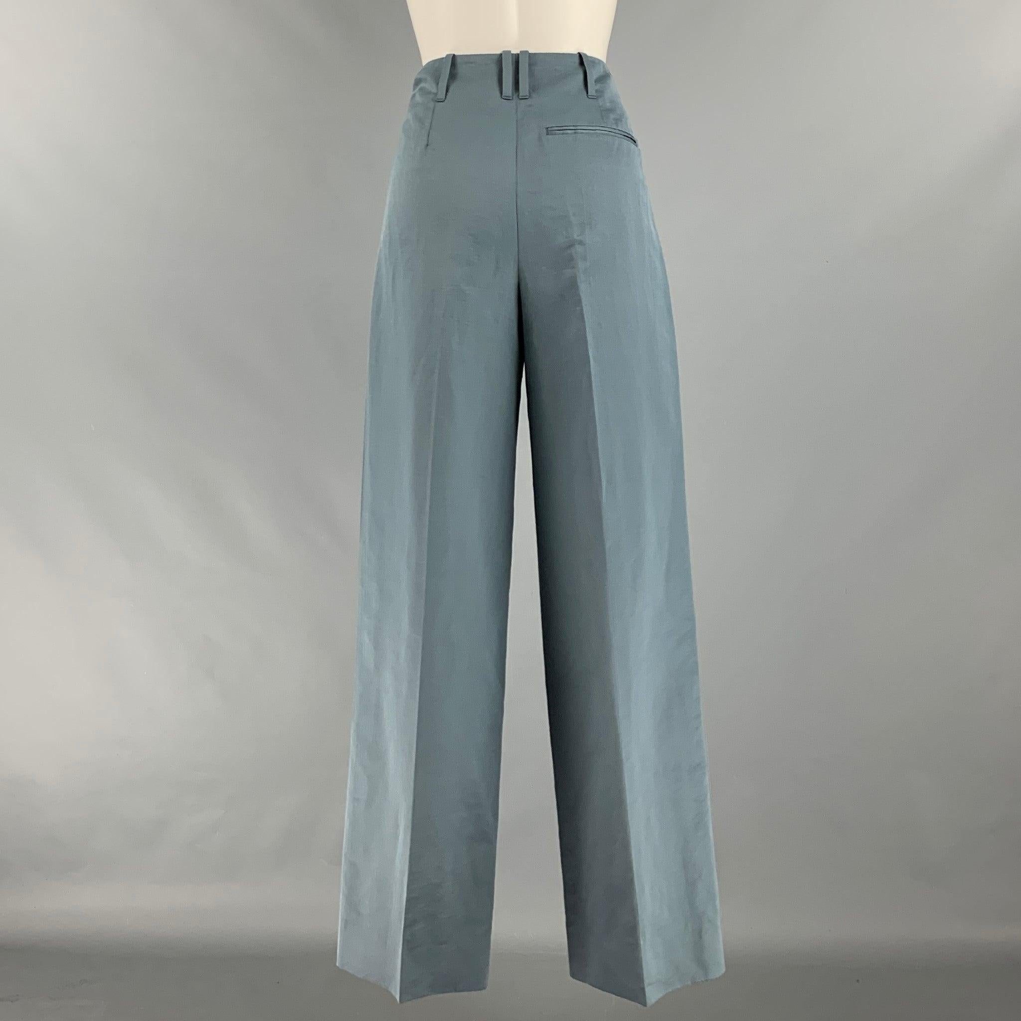 THE ROW Size 0 Grey Cotton Ramie High Waisted Dress Pants In Excellent Condition In San Francisco, CA