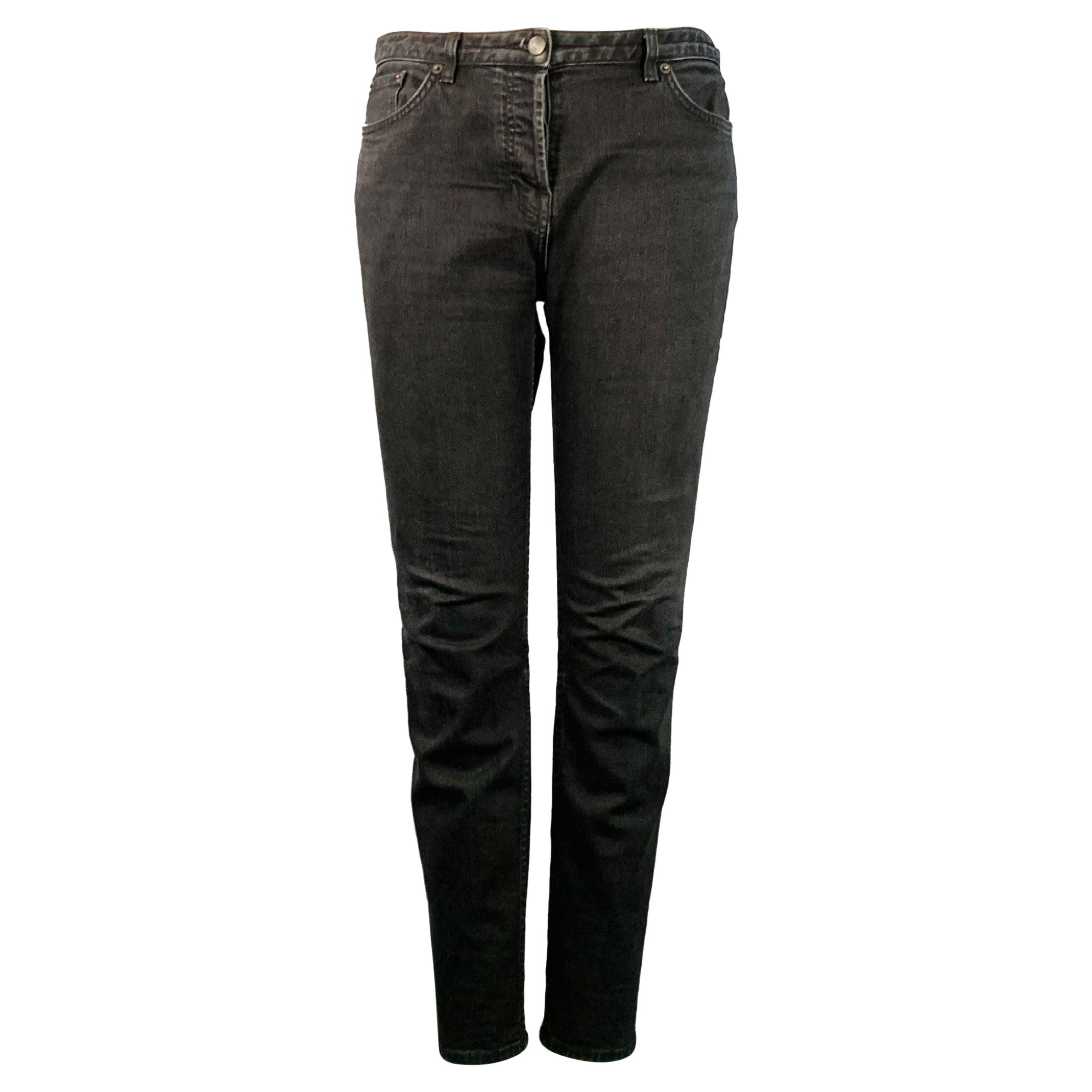 THE ROW Taglia 12 Jeans slim straight in misto cotone nero con chiusura a bottone in vendita