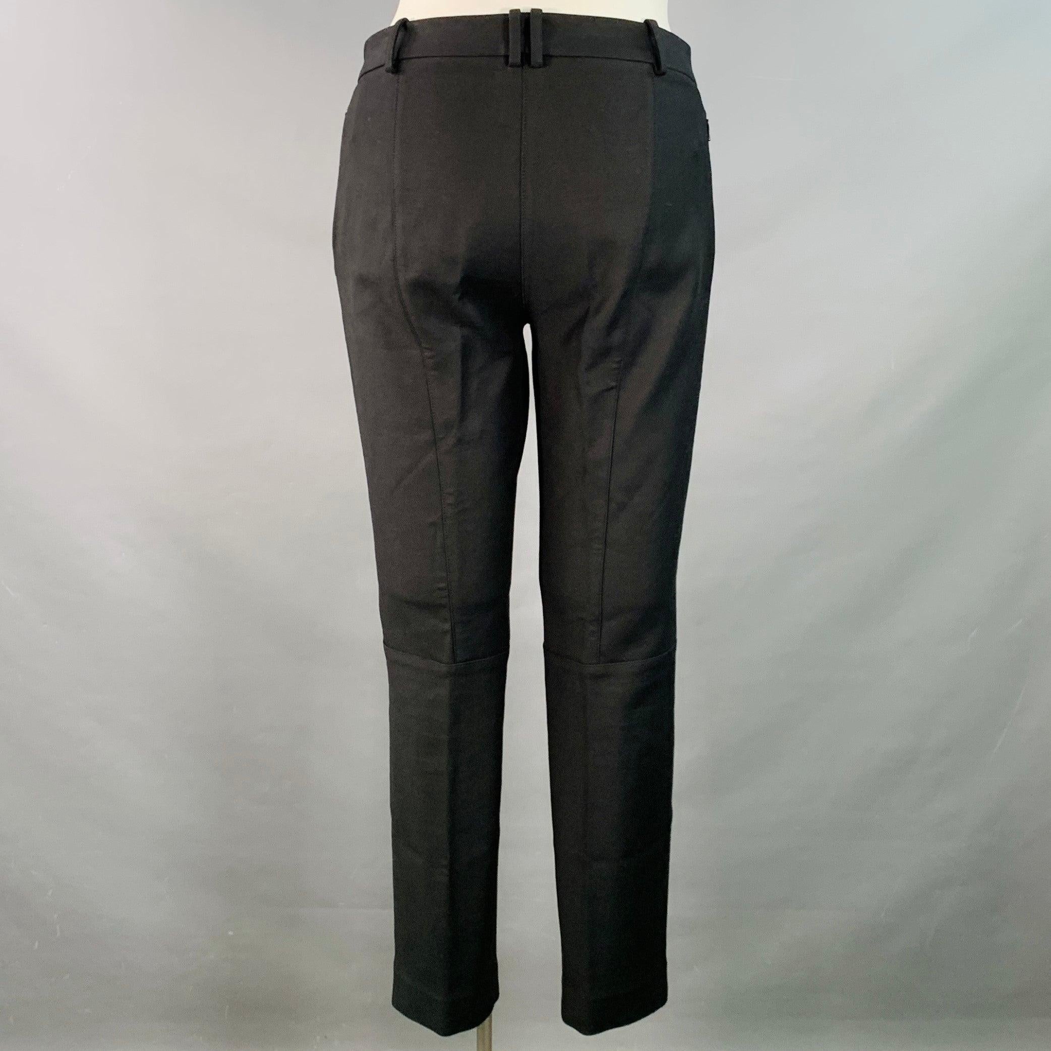 Noir THE ROW Taille 12 Pantalon habillé en sergé de coton mélangé noir avec fermetures à glissière au niveau des chevilles en vente
