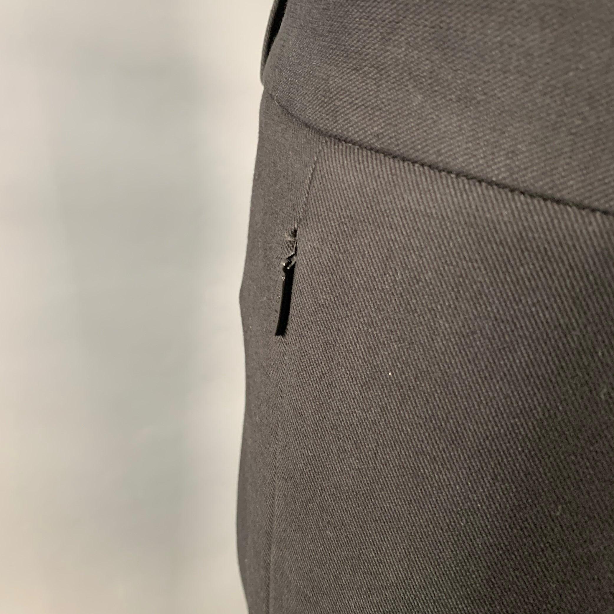 THE ROW Taille 12 Pantalon habillé en sergé de coton mélangé noir avec fermetures à glissière au niveau des chevilles Excellent état - En vente à San Francisco, CA