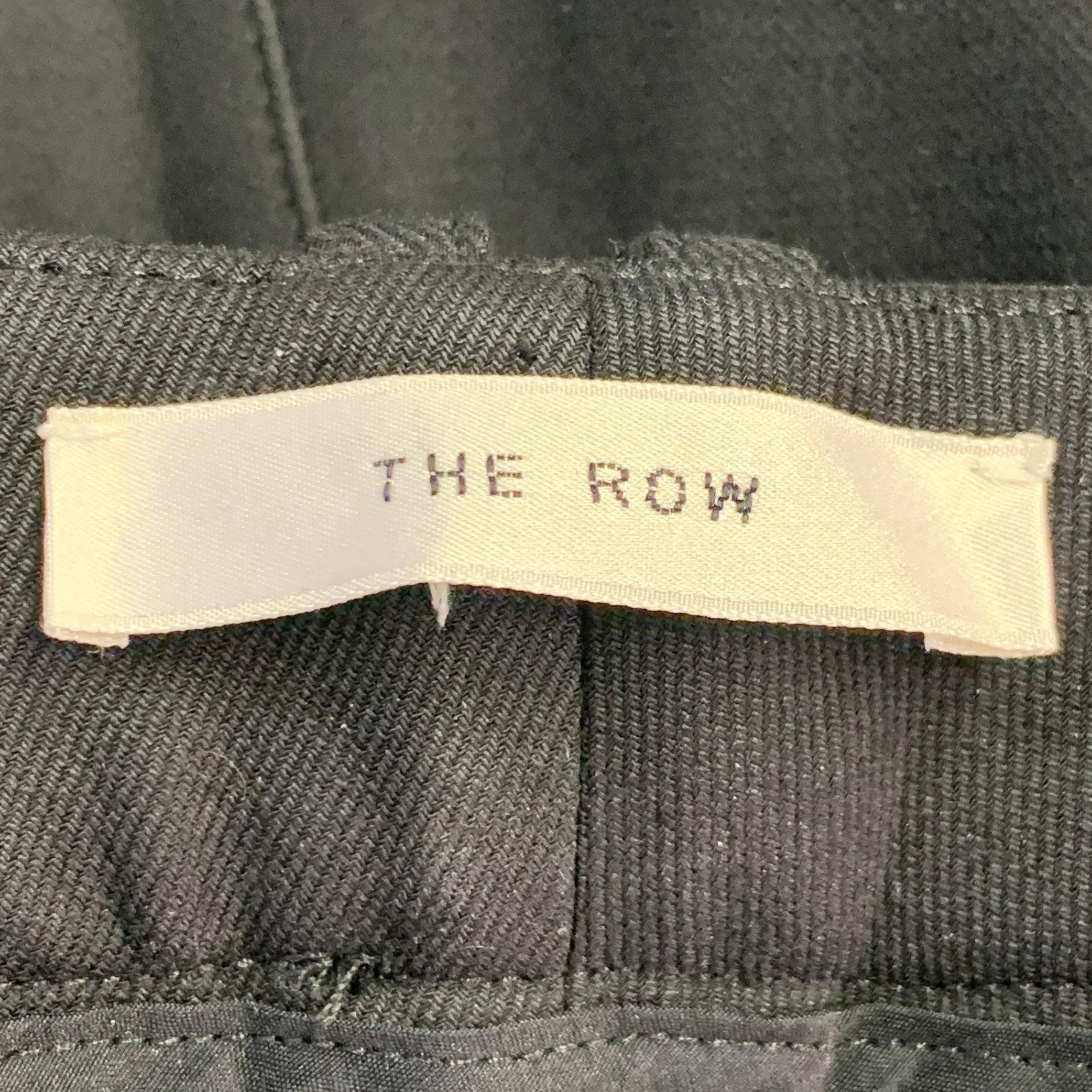 THE ROW Taille 12 Pantalon habillé en sergé de coton mélangé noir avec fermetures à glissière au niveau des chevilles Pour femmes en vente