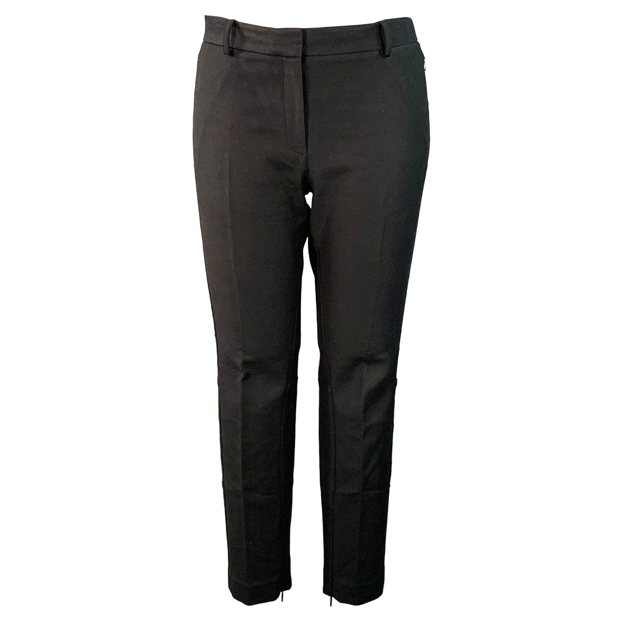 THE ROW Taille 12 Pantalon habillé en sergé de coton mélangé noir avec fermetures à glissière au niveau des chevilles