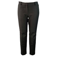 THE ROW Taille 12 Pantalon habillé en sergé de coton mélangé noir avec fermetures à glissière au niveau des chevilles