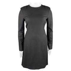 THE ROW Size 12 Black Wool Blend Crepe Long Sleeve Shift Dress