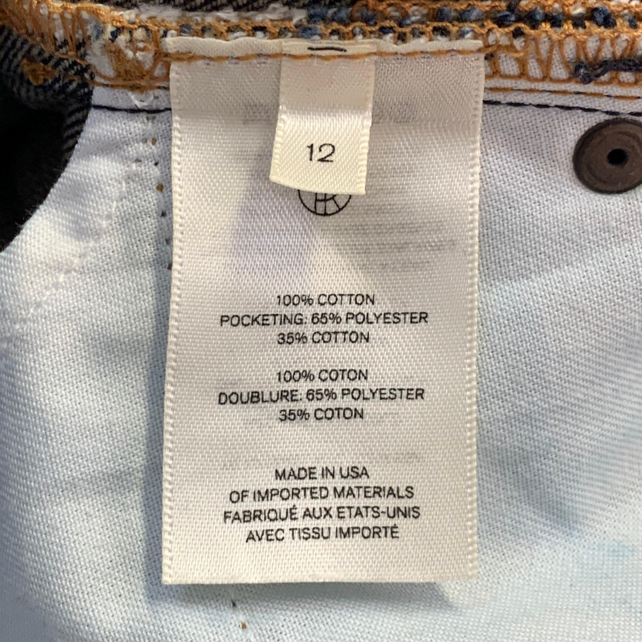 THE ROW Size 12 Blue Indigo Cotton Twill Contrast Stitch Tapered Selvedge Jeans en Excelente estado para la venta en San Francisco, CA