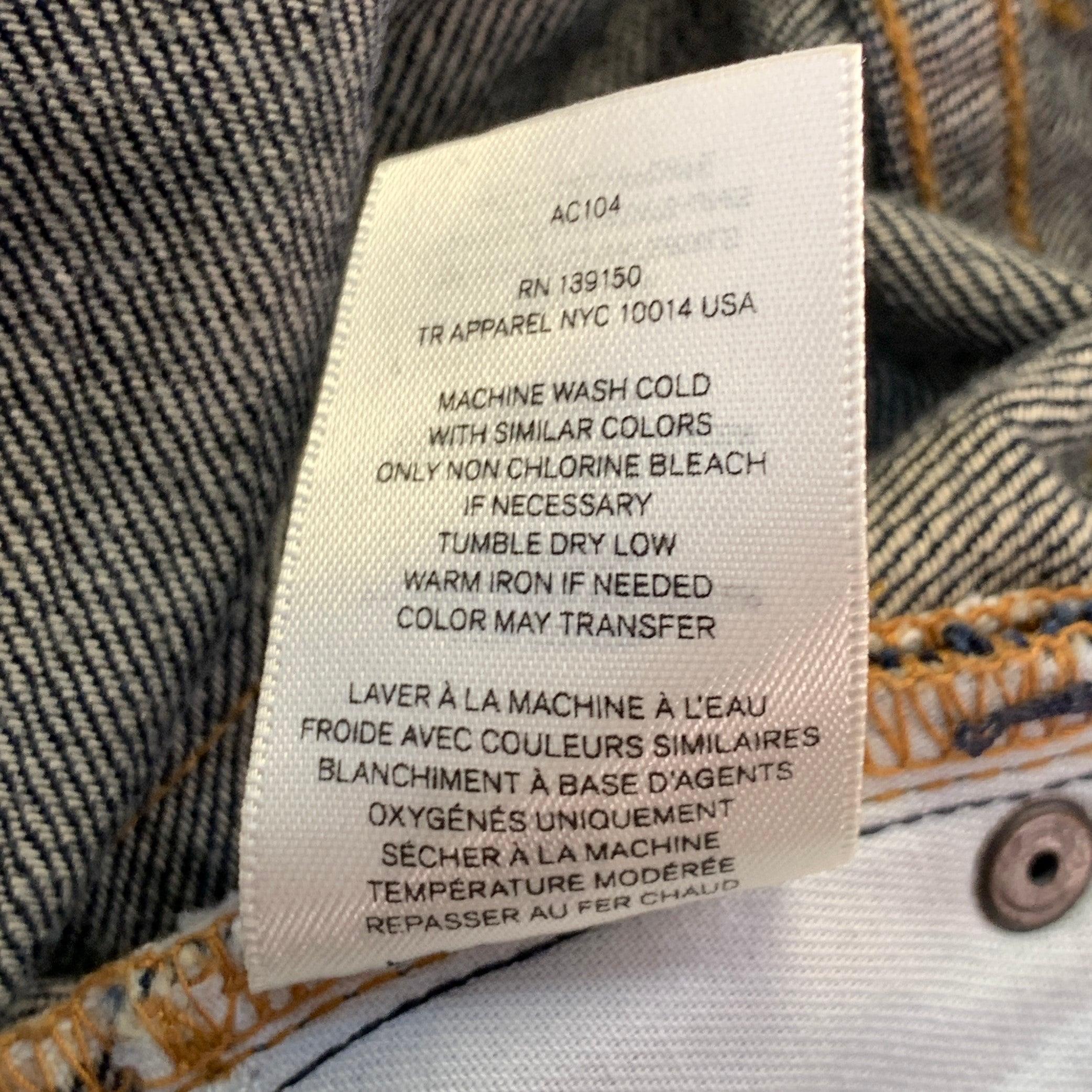 De las mujeres THE ROW Size 12 Blue Indigo Cotton Twill Contrast Stitch Tapered Selvedge Jeans en venta
