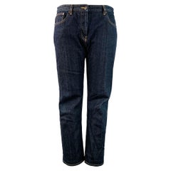 THE ROW Size 12 Blue Indigo Cotton Twill Contrast Stitch Tapered Selvedge Jeans