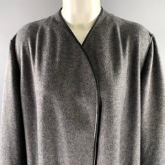 THE ROW Size 12 Grey Black Wool Lambskin Coat