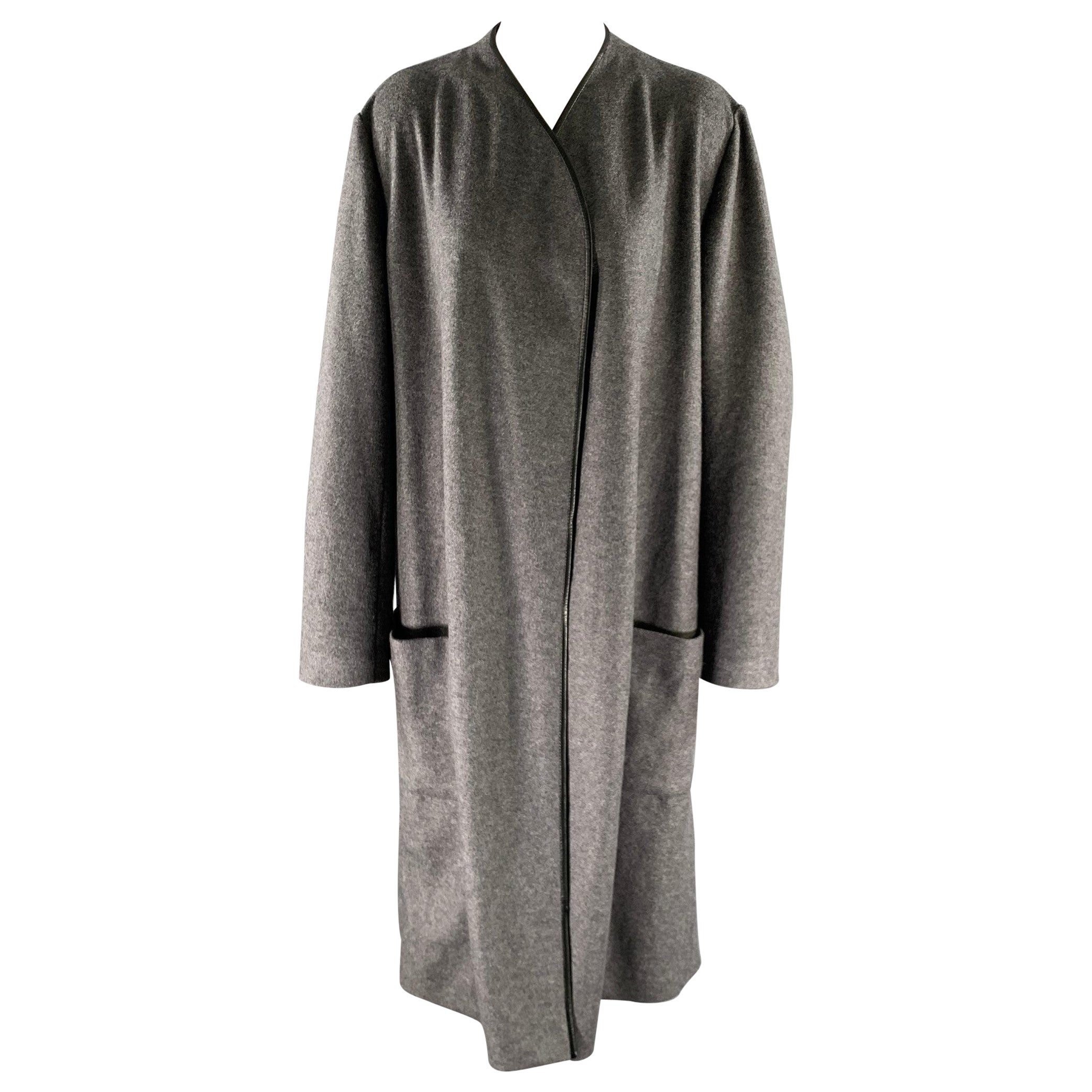 Pre-owned The Row Size 12 Grey Black Wool Lambskin Coat In Gray