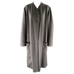 THE ROW Size 12 Grey Black Wool Lambskin Coat