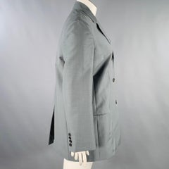 THE ROW Size 12 Grey Sage Silk Single Breasted Coat