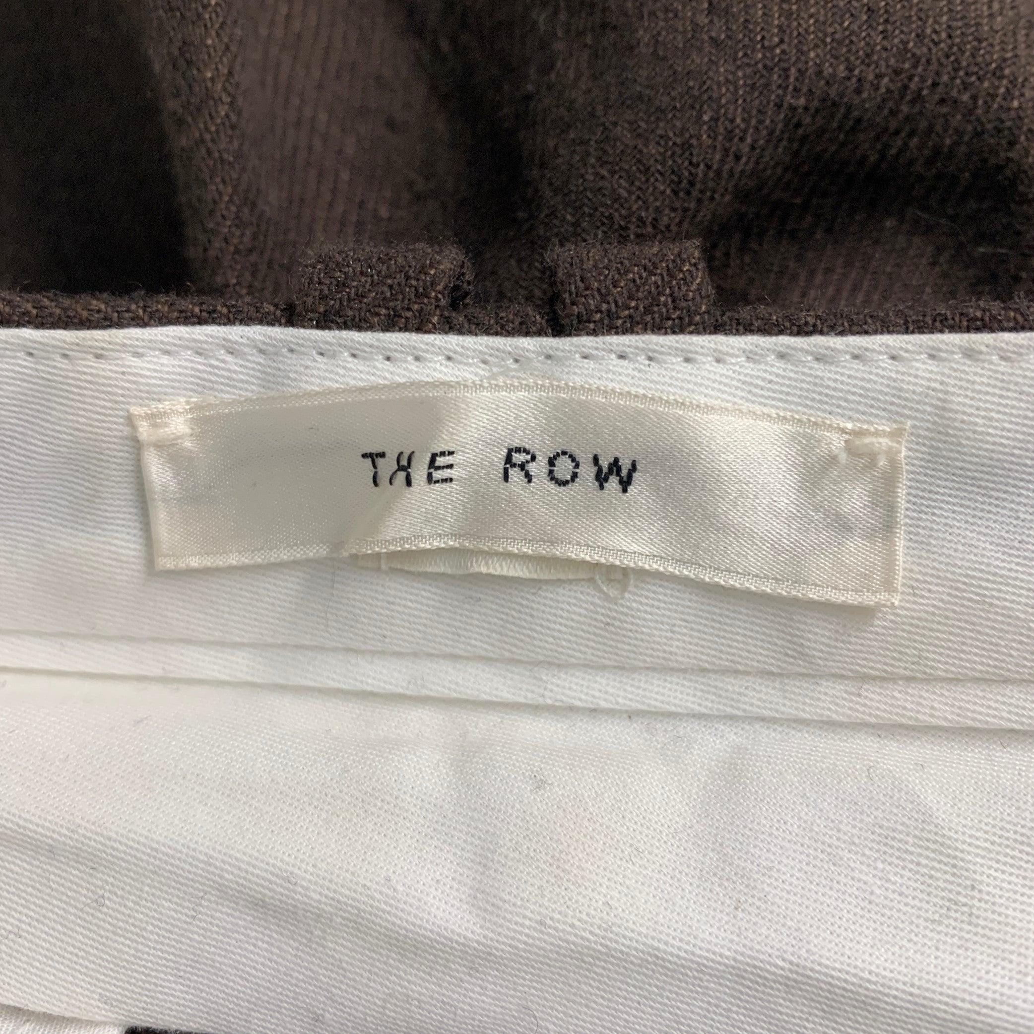 THE ROW Pantalones de vestir de talle alto plisados en mezcla de lana marrón talla 2 en Excelente estado para la venta en San Francisco, CA