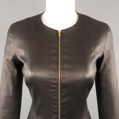 THE ROW Size 4 Black Leather Zip Peplum ANASTA Jacket