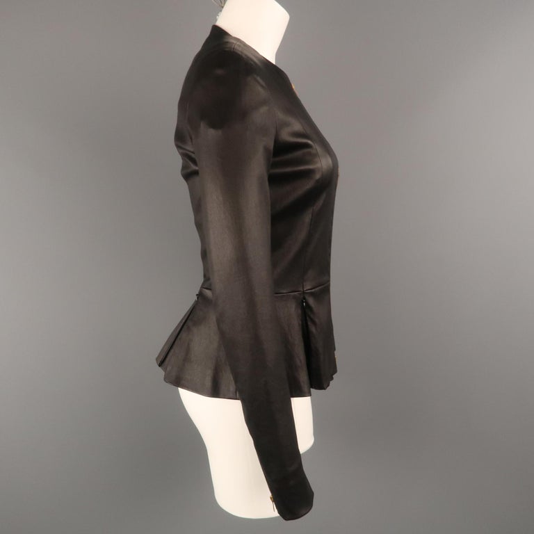 THE ROW Size 4 Black Leather Zip Peplum ANASTA Jacket at 1stDibs