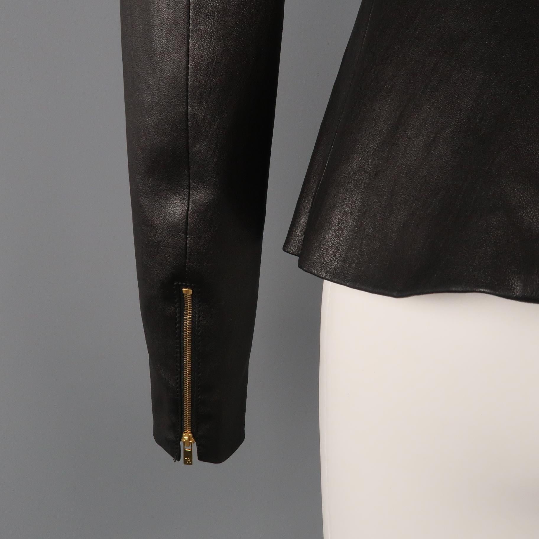 THE ROW Size 4 Black Leather Zip Peplum ANASTA Jacket 2