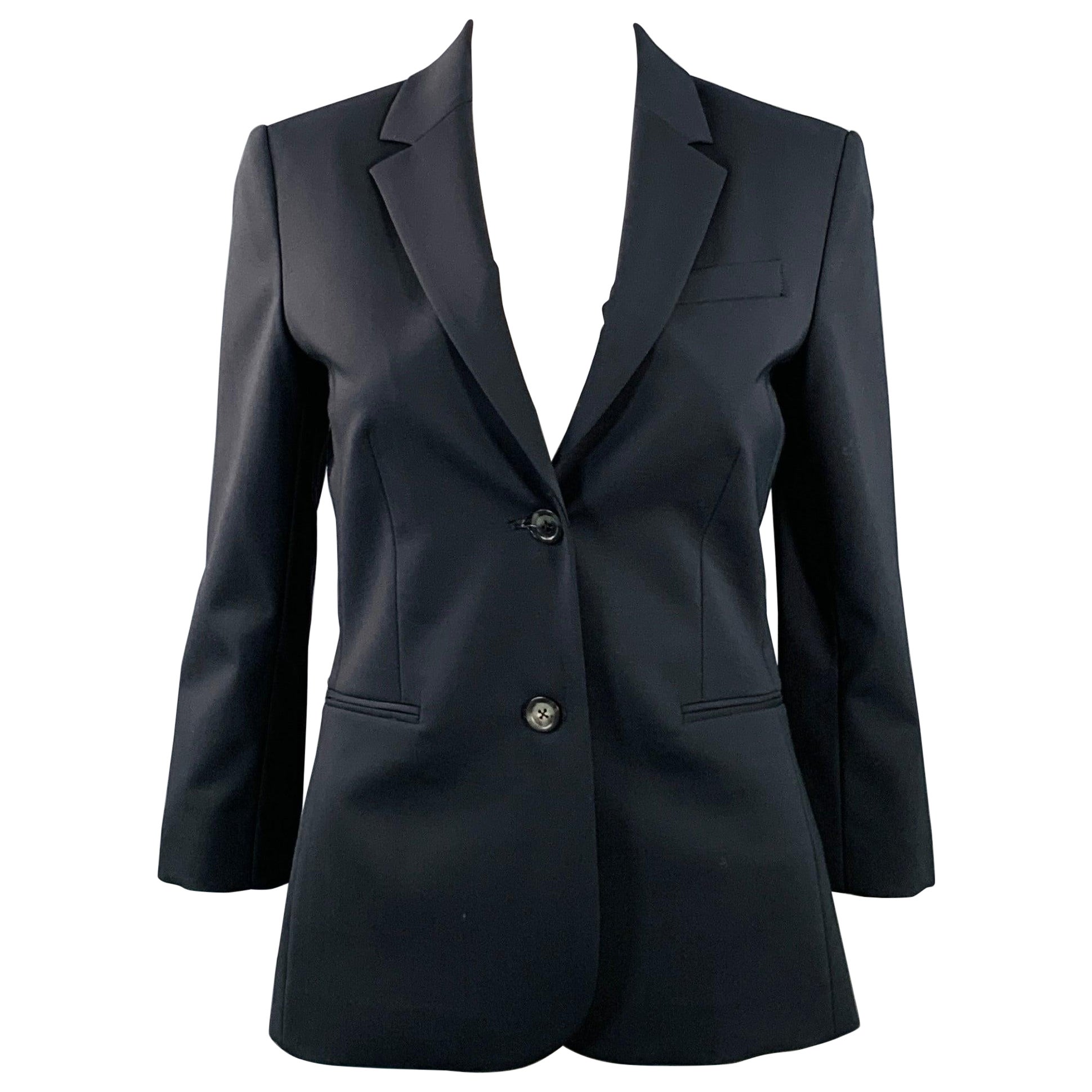 THE ROW Size 4 Schoolboy Navy Virgin Wool Blend Notch Lapel Jacket Blazer im Angebot