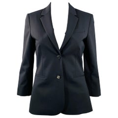 THE ROW Size 4 Schoolboy Navy Virgin Wool Blend Notch Lapel Jacket Blazer