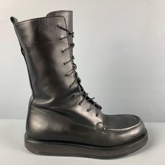 THE ROW Size 7.5 Black Leather Lace Up Boots