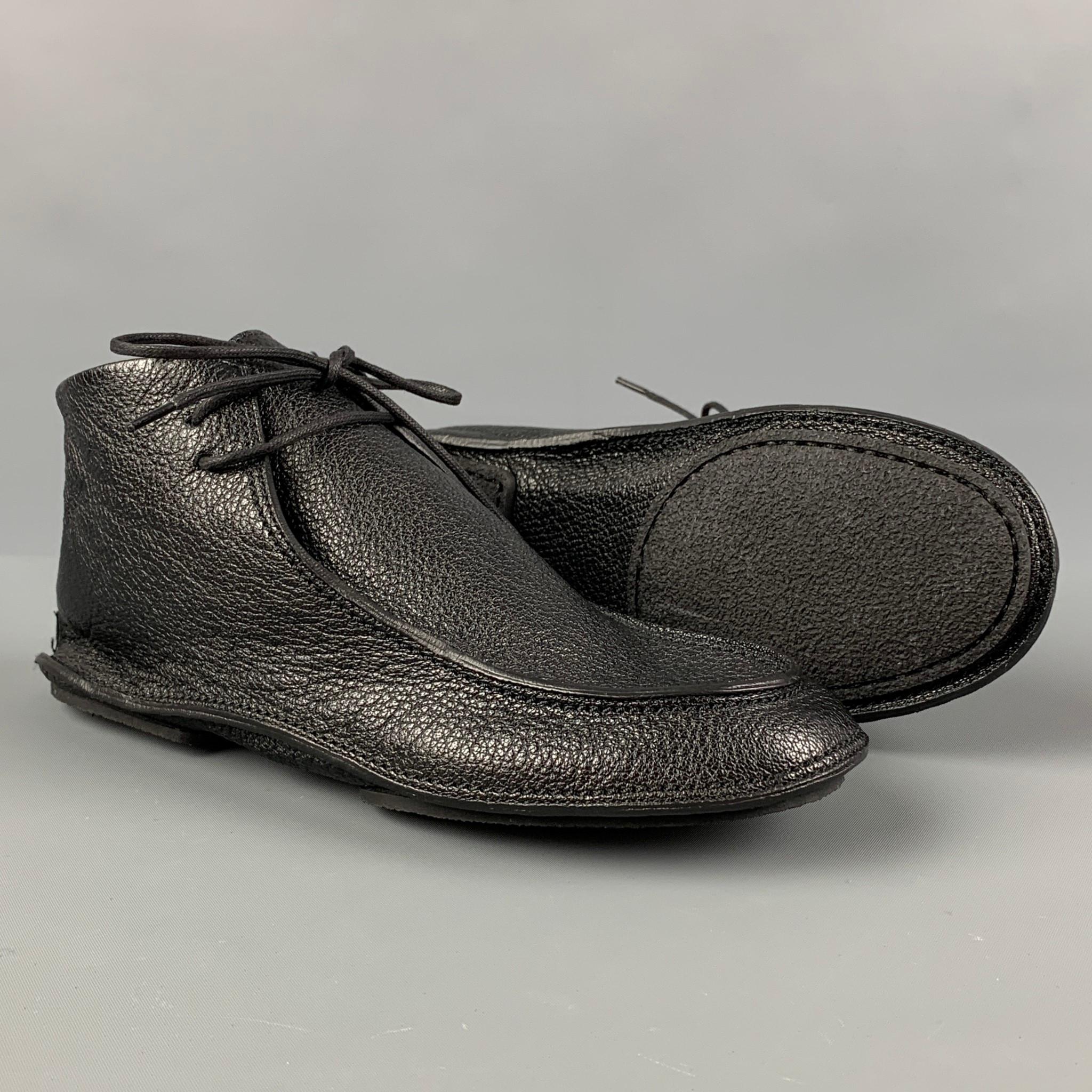 THE ROW Size 7.5 Black Leather Moccasin Lace Up Shoes In Good Condition In San Francisco, CA