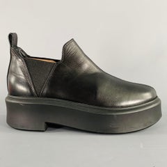 THE ROW Size 7.5 Black Leather Platform Chelsea Boots