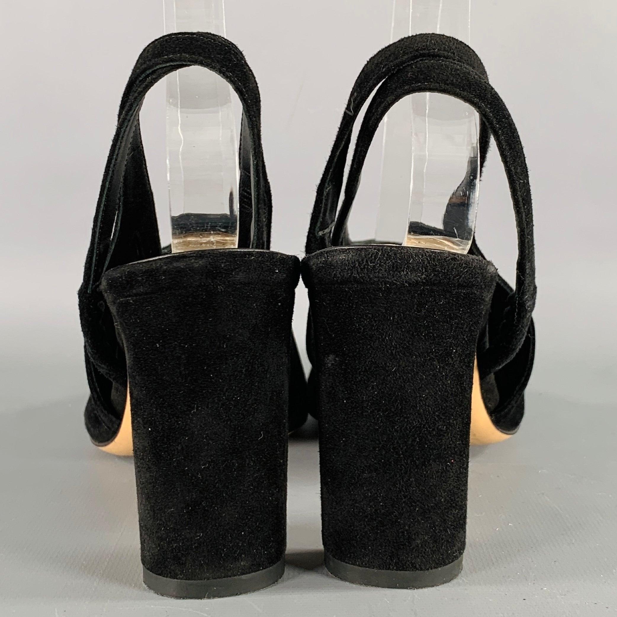 THE ROW Size 7.5 Black Suede Slingback Pumps In Excellent Condition For Sale In San Francisco, CA