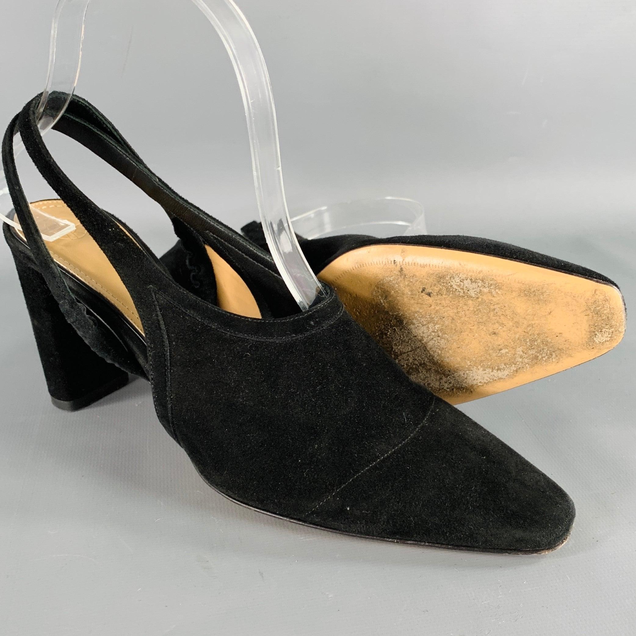 THE ROW Size 7.5 Black Suede Slingback Pumps For Sale 1