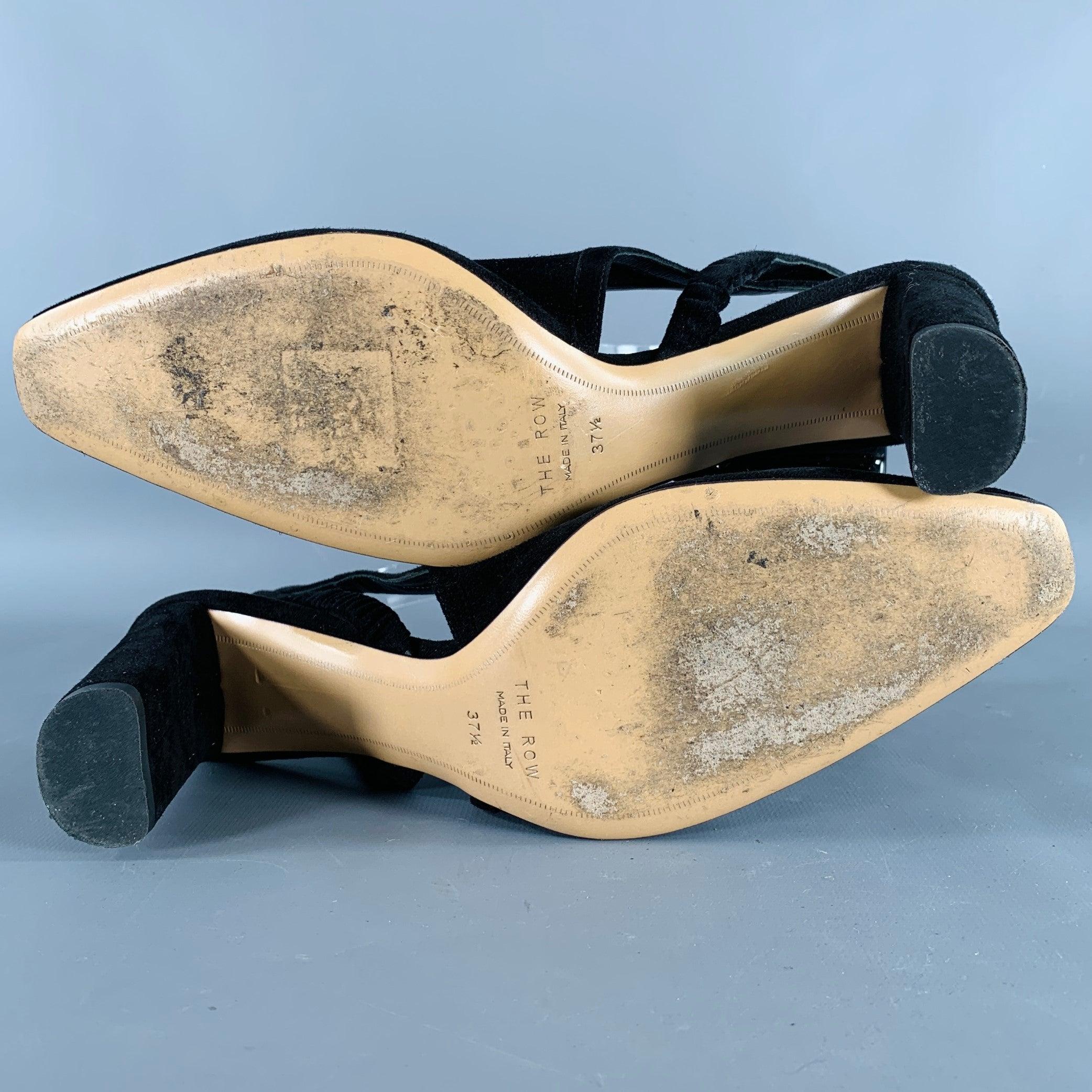 THE ROW Size 7.5 Black Suede Slingback Pumps For Sale 2