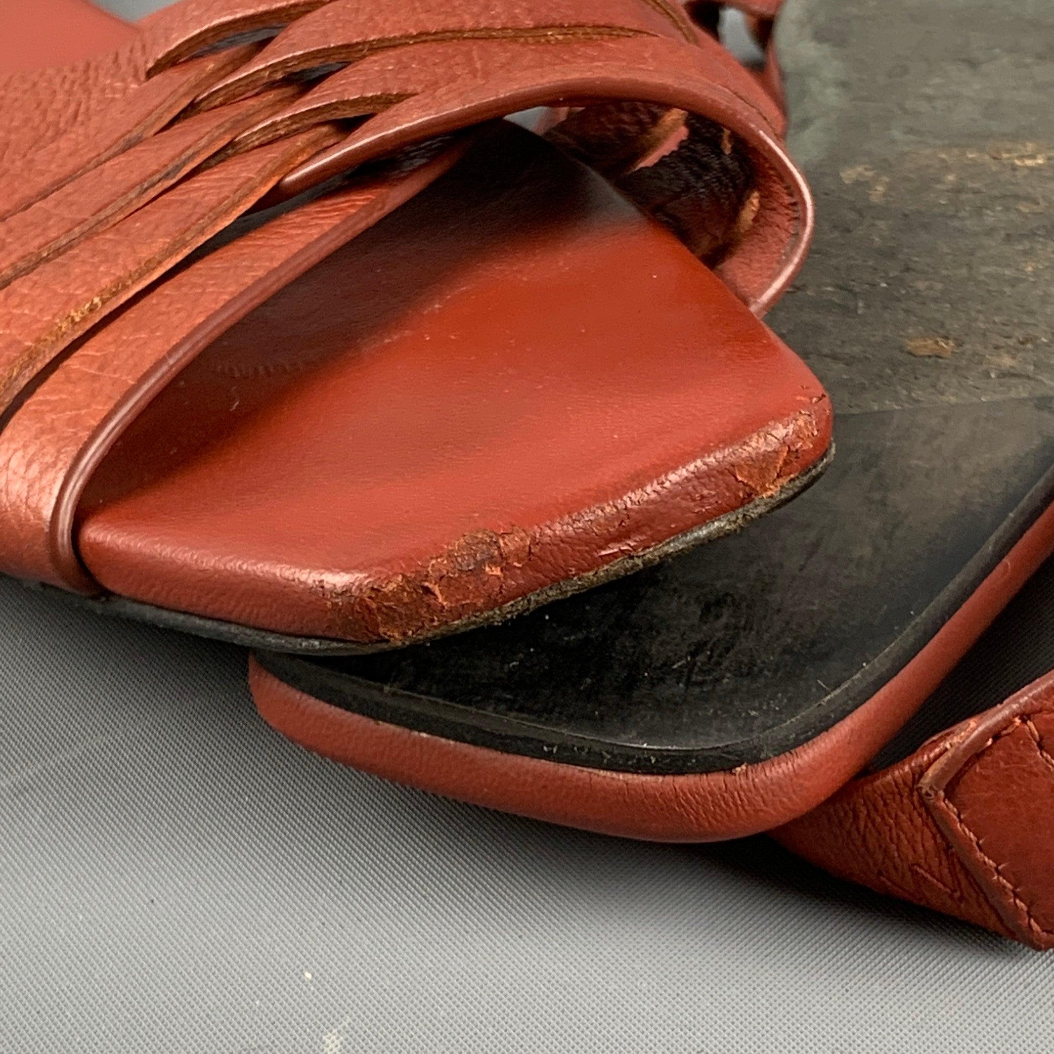 THE ROW Size 8 Brown Leather Flat Sandals For Sale 3