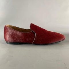 THE ROW Size 8 Burgundy Pony Hair Loafer Flats