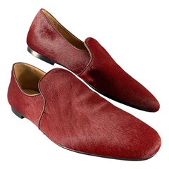 THE ROW Size 8 Burgundy Pony Hair Loafer Flats