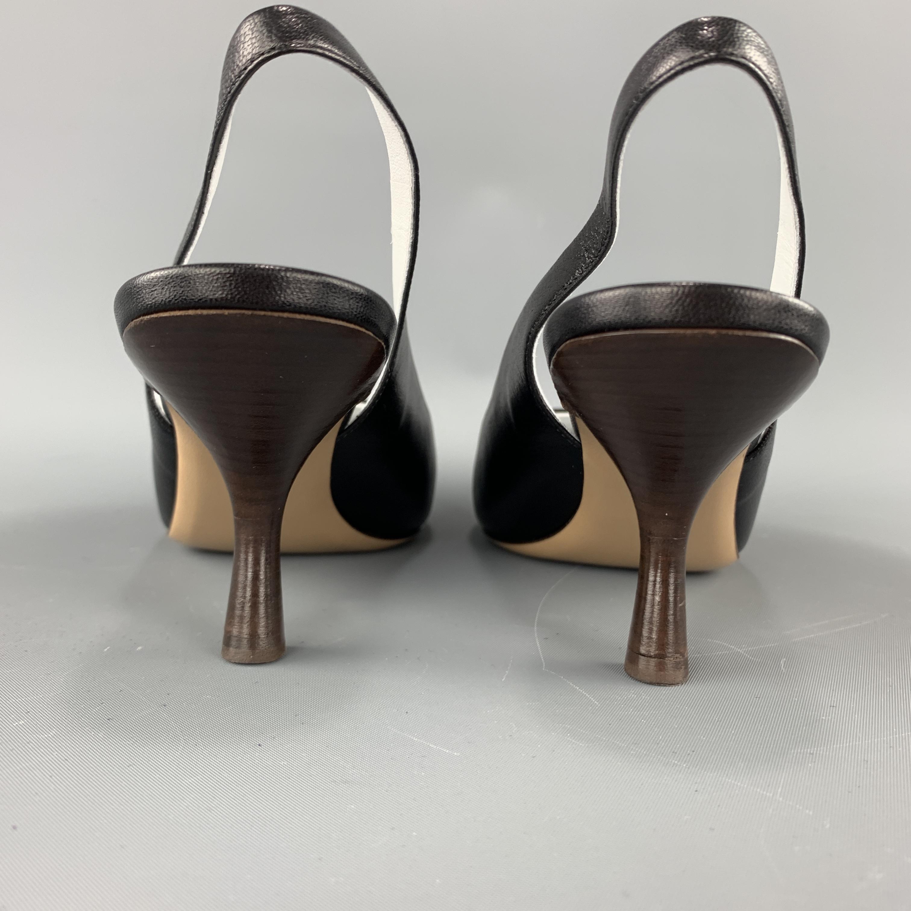 THE ROW Size 9.5 Black Leather BOURGEOISE Slingback Pumps In New Condition In San Francisco, CA