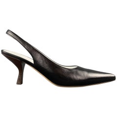 THE ROW Size 9.5 Black Leather BOURGEOISE Slingback Pumps