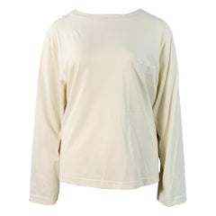 THE ROW Größe L Beige Baumwolle Oversized One Pocket Scoop Neck Pullover