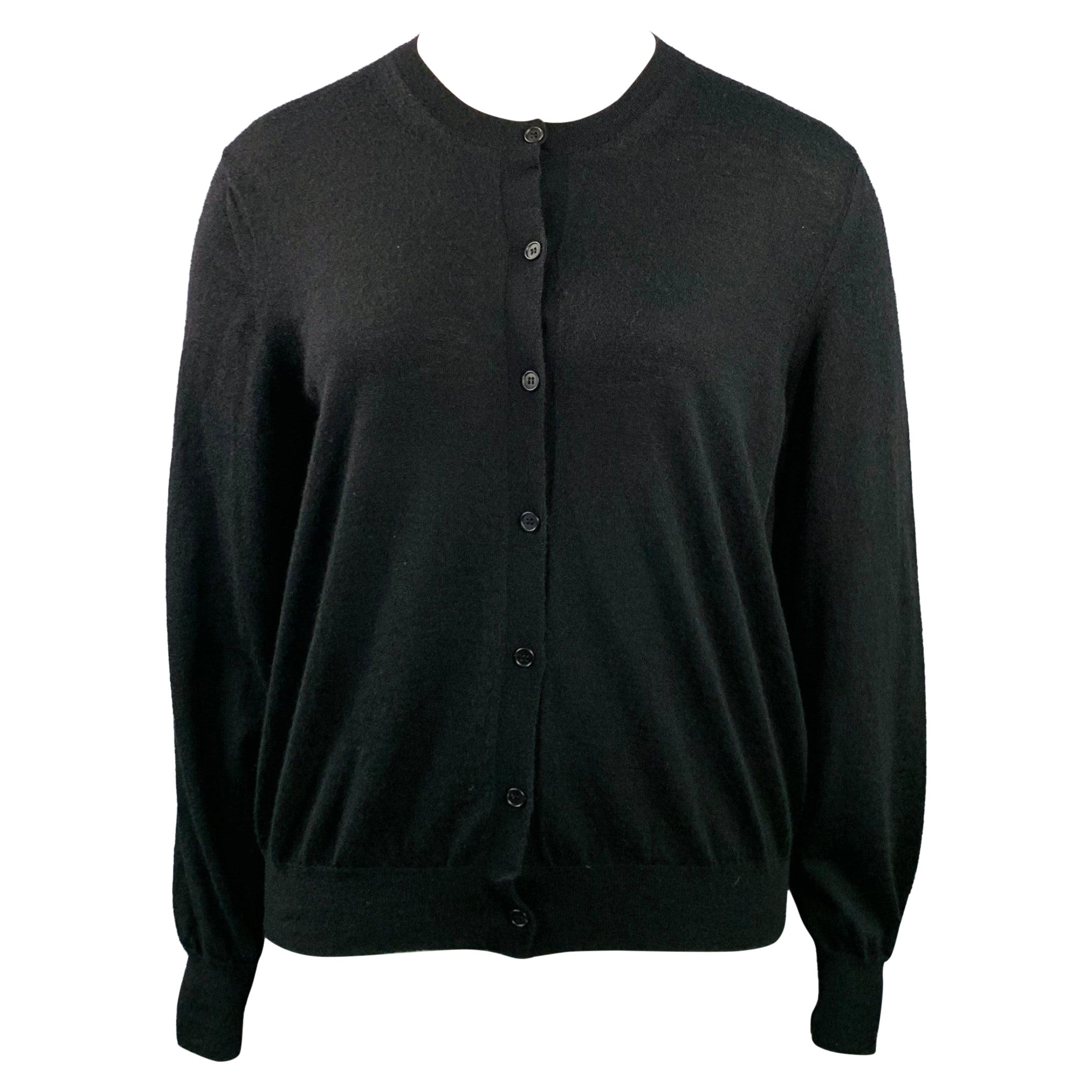THE ROW Size L Black Cashmere Knit Button Up Cardigan