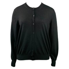 THE ROW Size L Black Cashmere Knit Button Up Cardigan