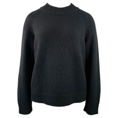 THE ROW Size L Black Cashmere Knit Raglan Sleeves Crew Neck Sweater