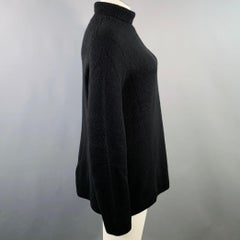 THE ROW Size L Black Wool Knit High Neck Sweater