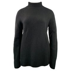 THE ROW Size L Black Wool Knit High Neck Sweater