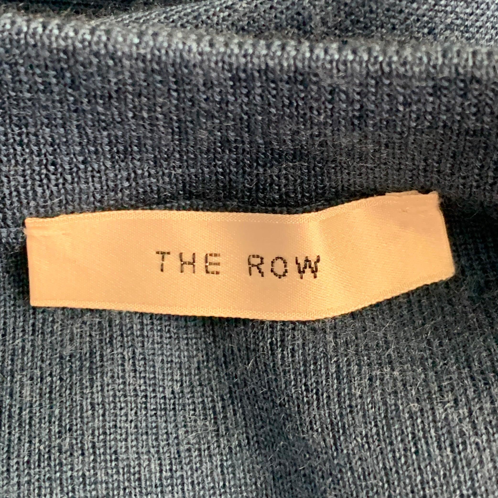 THE ROW Größe L Blauer Kaschmir-Mischstrickpullover mit V-Ausschnitt und Übergröße Damen im Angebot